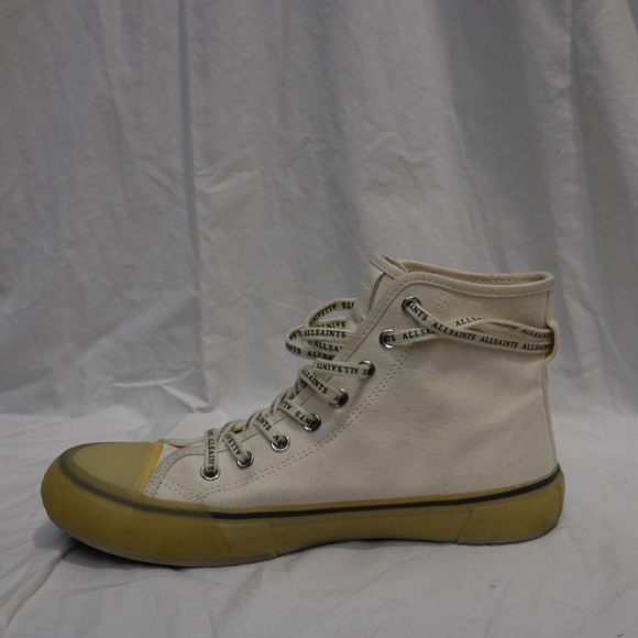 ALL SAINTS Cream Canvas Hightop Sneakers, size 41 - Picture 7 of 9
